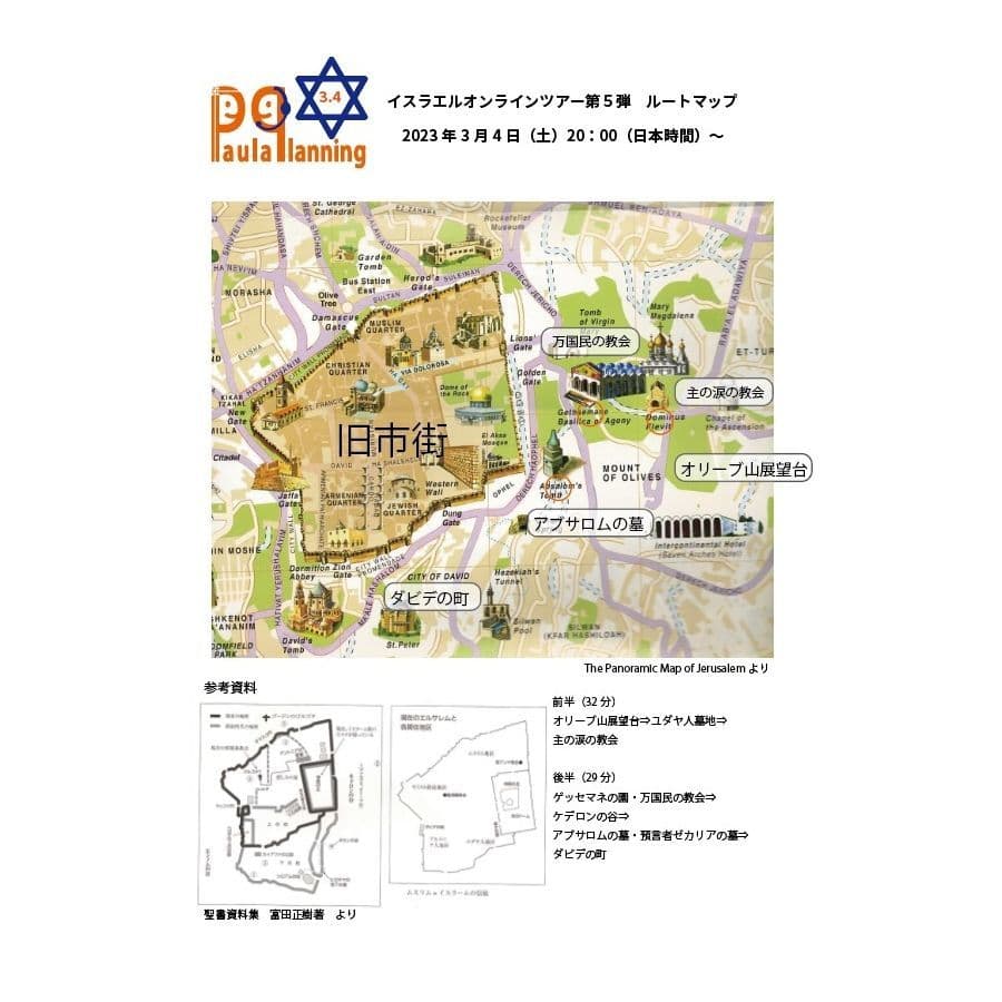 イスラエルオンラインツアー行程マップ